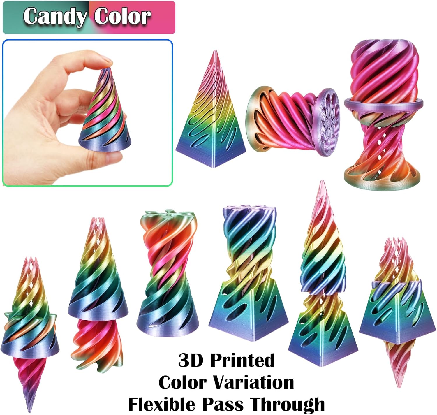 3D Printed Impossible Pyramid Passthrough Sculpture, Cone Fidget Toy, Impossible Cylinder Anxiety Relief Toy, Magic Impossible Passthrough for Desktop Decoration Toy