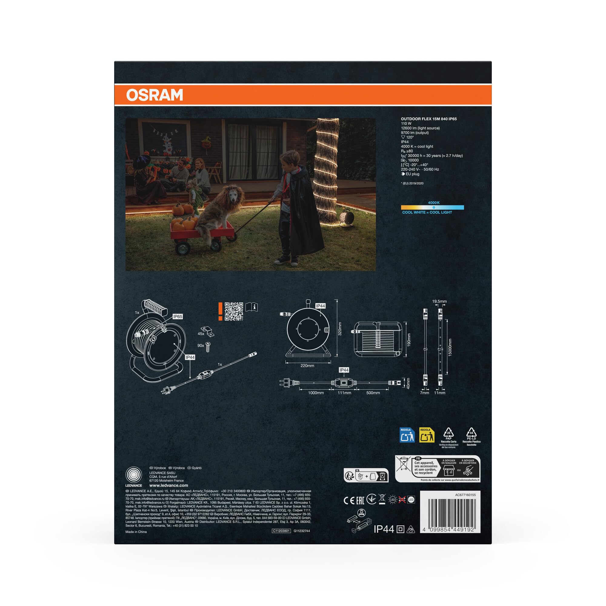 OSRAM Tira LED flexible para exteriores de 15 m IP65 para exteriores | Outdoor Flex, Outdoor Lighting (Special), Blanco, 30000 h, Paquete de 1