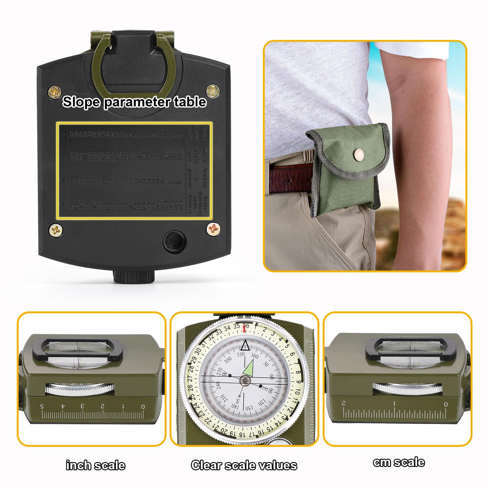 Boussole Militaire étanche Avec Clinomètre - Navigation Précise Pour Randonnée Et Chasse | Design Rétro