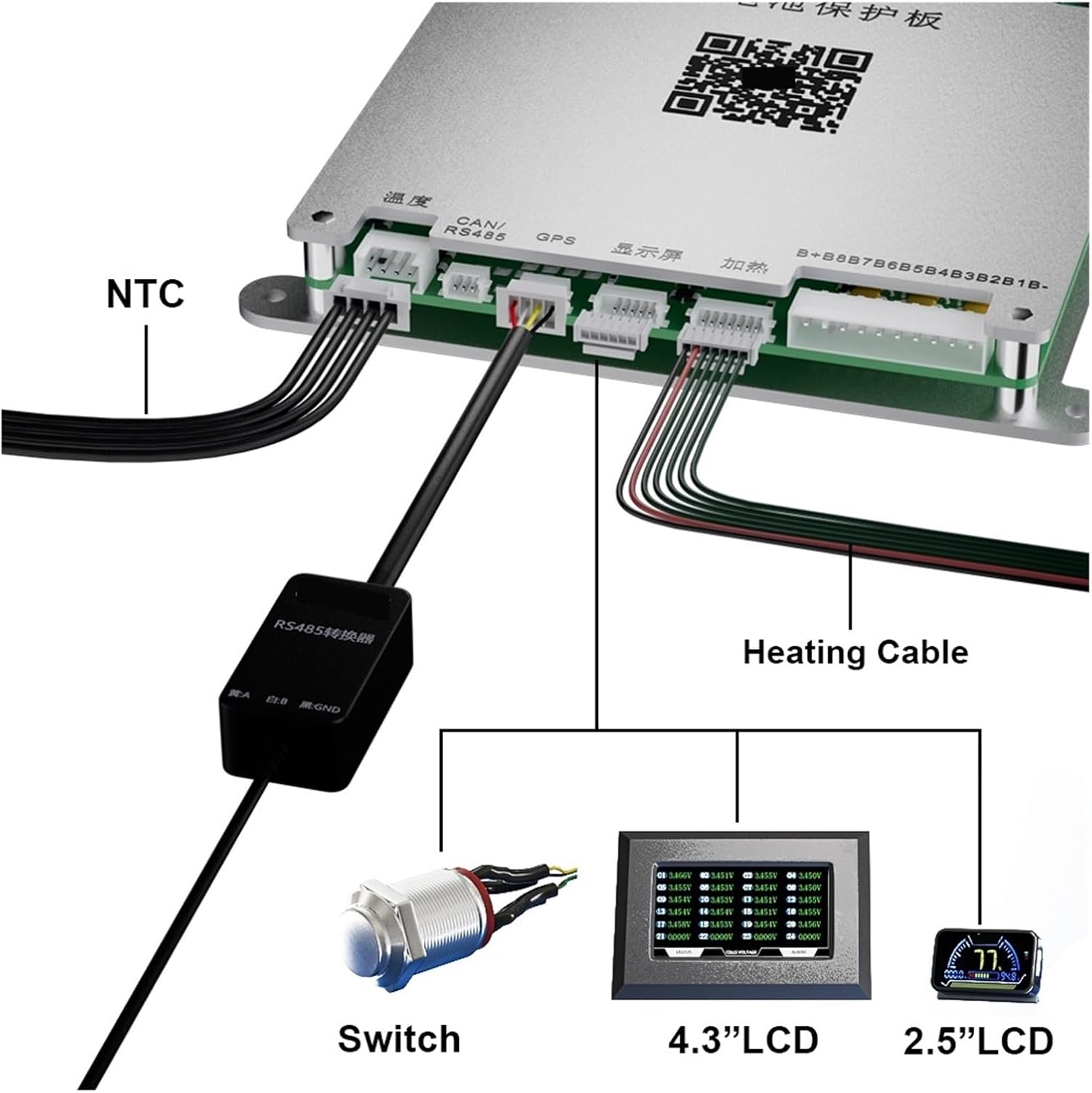 4S 8S 12S 13S 14S 16S 17S 20S 24S Active Balance 40A 60A 80A 100A 150A 200A 300A Lifepo4 Li-Ion Lto(B2A24S20P)