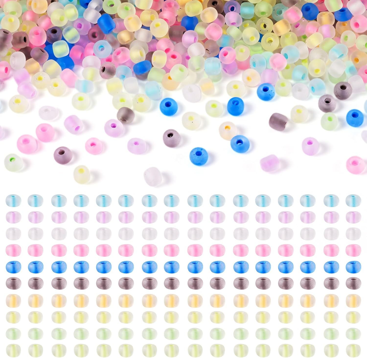 100G 4mm Glass Seed Beads 6/0 Frosted Glass Bead Glow in The Dark Pony Beads Luminous Seed Beads Bracelet Loose Beads for Women Jewelry Making Earring Necklace Crafts - Image 8