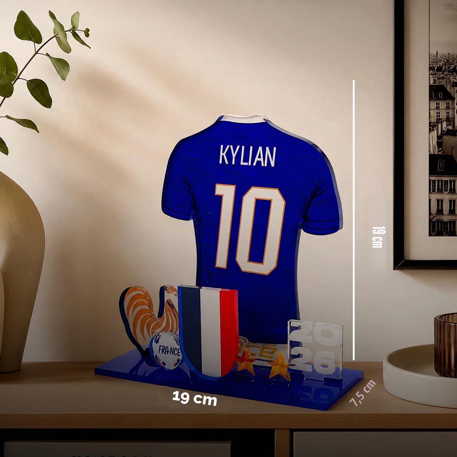Kit Acrylique 3D Football France – Personnalisable Prénom & Numéro – Coupe du Monde 2026 – Décoration Supporter – Fabriqué en France (Bleu) | Personnalisable – Prénom & Numéro au choix