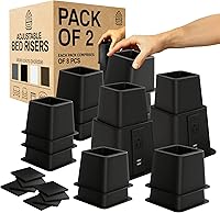 Vista 11 de Home Intuition Elevadores de cama ajustables resistentes de 3, 5 u 8 pulgadas, paquete de 4 (negro con USB)