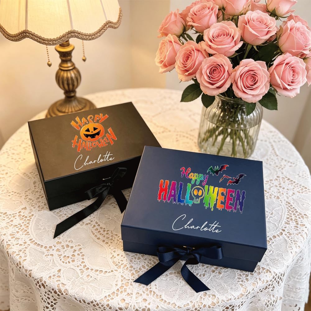 Novalith Custom Gift Box with Name/Logo/Photo/Text, Personalized Empty Magnetic Gifts Box with Ribbon Finish, for Valentine's, Birthday, Mother's Day, Christmas, Wedding, Easter (Style 10)