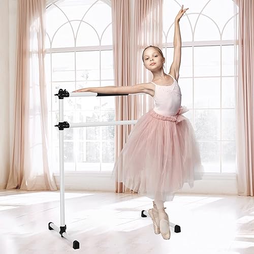 Miniatura 2 de Equipo de ballet portátil de 4 pies para niños y adultos, altura ajustable, doble barra de ballet, esterilla de entrenamiento para el hogar