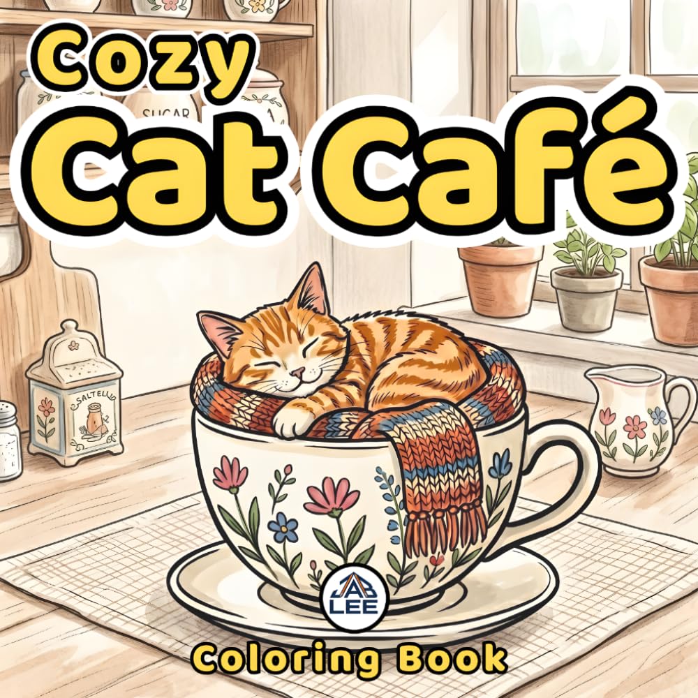Cozy Cat Café Coloring Book: Adorable Kawaii Kittens in Relaxing Home Scenes with Simple Easy Bold Lines for Adults and Seniors to Enjoy Stress Relief ... Lifestyle Coloring Series for Introverts)