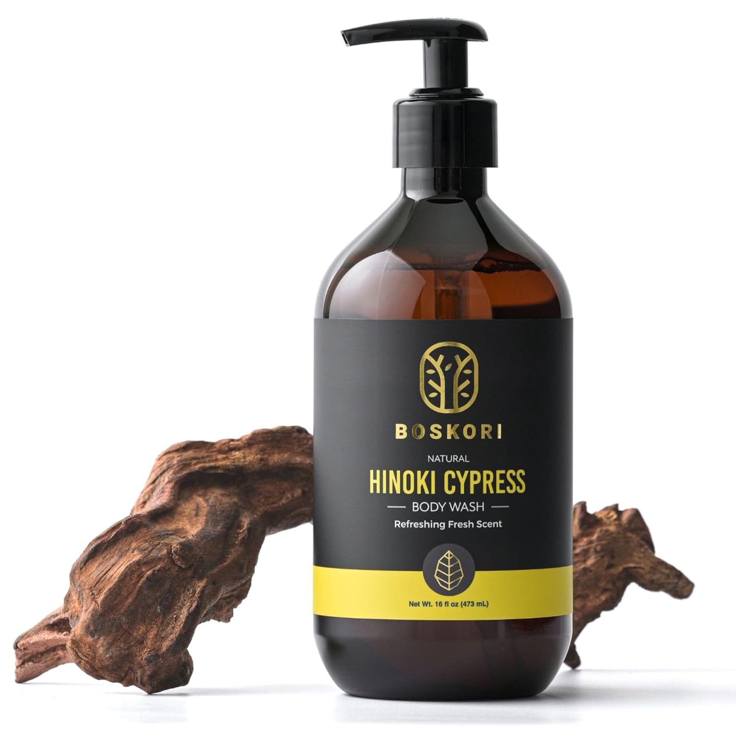 Men’s Hinoki Cypress Body Wash, with Pure Hinoki Essential Oil, Gentle Non-Drying Cleanser with Japanese Sake & Botanicals, No Harsh Sulfates, No Synthetic Fragrance, Made in Taiwan, 16 fl oz