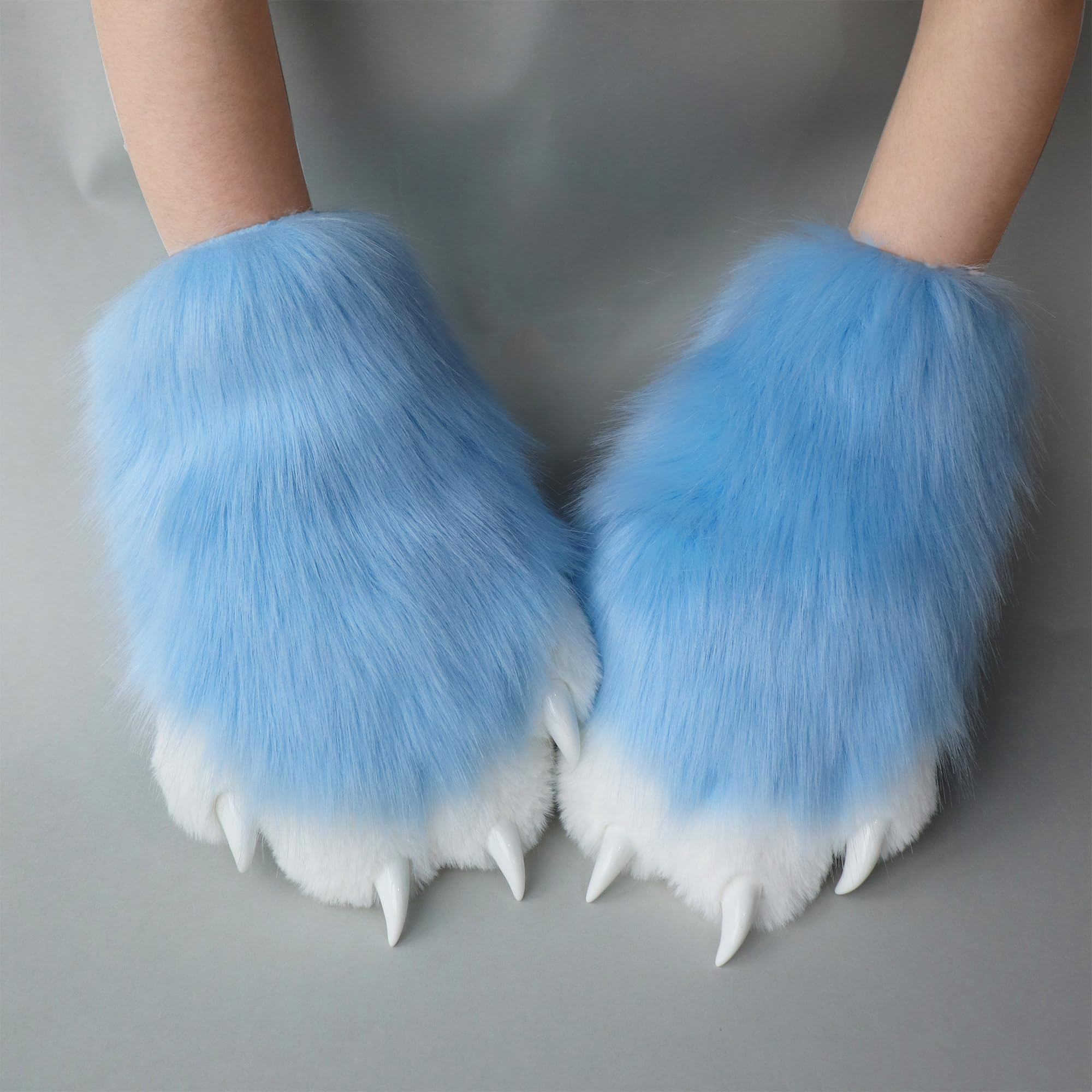 Blue Therian Paws Comfy Furry Paws Faux Fur Fursuit Paws, Fluffy Therian Stuff Therian Gear Therian Clothes - Image 3