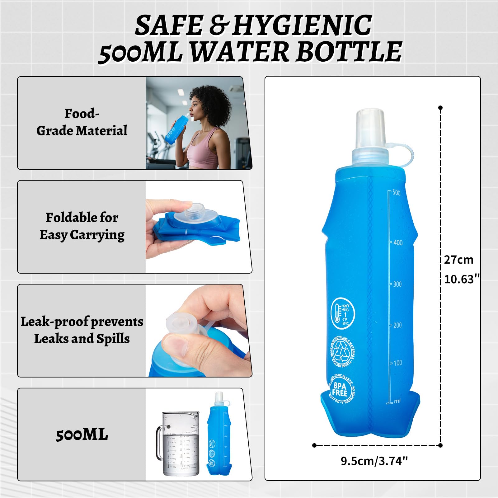 Zounich Laufweste mit 500ml Trinkflasche, Ultraleicht Laufweste für Damen und Herren, Multifunktionale Trinkrucksack 7L, Reflektierende Laufrucksack, für Laufen, Marathon, Radfahren
