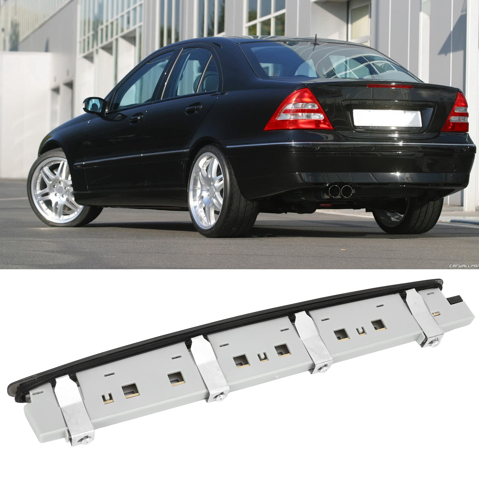 Tubo de Barra LED 3D Tercera Tercera Luz Trasera de Freno LED 3ra Luz de Freno 2038201456 ABS Reemplazo para Mercedes‑Benz Clase C W203 2000‑2007