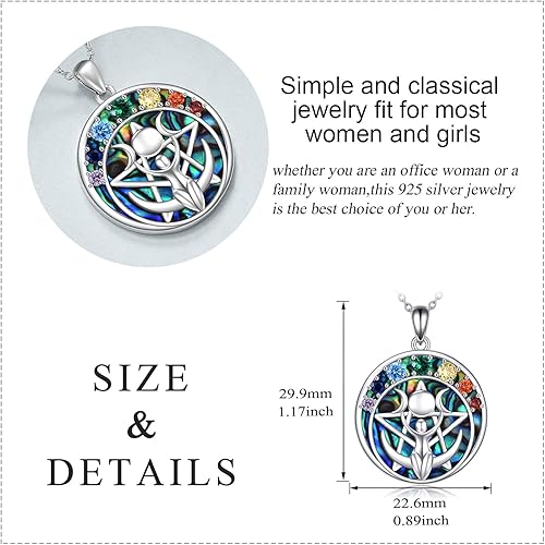 Miniatura 5 de LUHE Collar de pentagrama de plata de ley con dije de pentagrama de chakras luna pentagrama collar con colgante de pentagrama celtas paganas