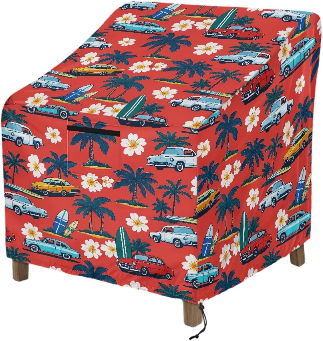Waterproof Patio Chair Cover Coconut Tree Floral Print UV Protection Outdoor Lawn Patio Furniture Covers for Swivel, Lounge, Rocking & Adirondack Chairs