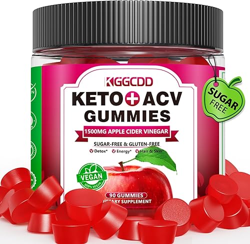 90 gomitas Keto ACV  Salud digestiva y impulso de energía  Vinagre de sidra de manzana con madre 1500 mg  Veganas, sin OMG, sin gluten  para mujeres