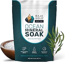 Baja Gold Ocean Mineral Soak – Natural Magnesium Bath Soak & Trace Elements | Relaxing, Clean Ingredient Soak for Bath, Muscles, Relaxation & Skin Care | Pure, Vegan, 2 Lb Resealable Bag, Eucalyptus