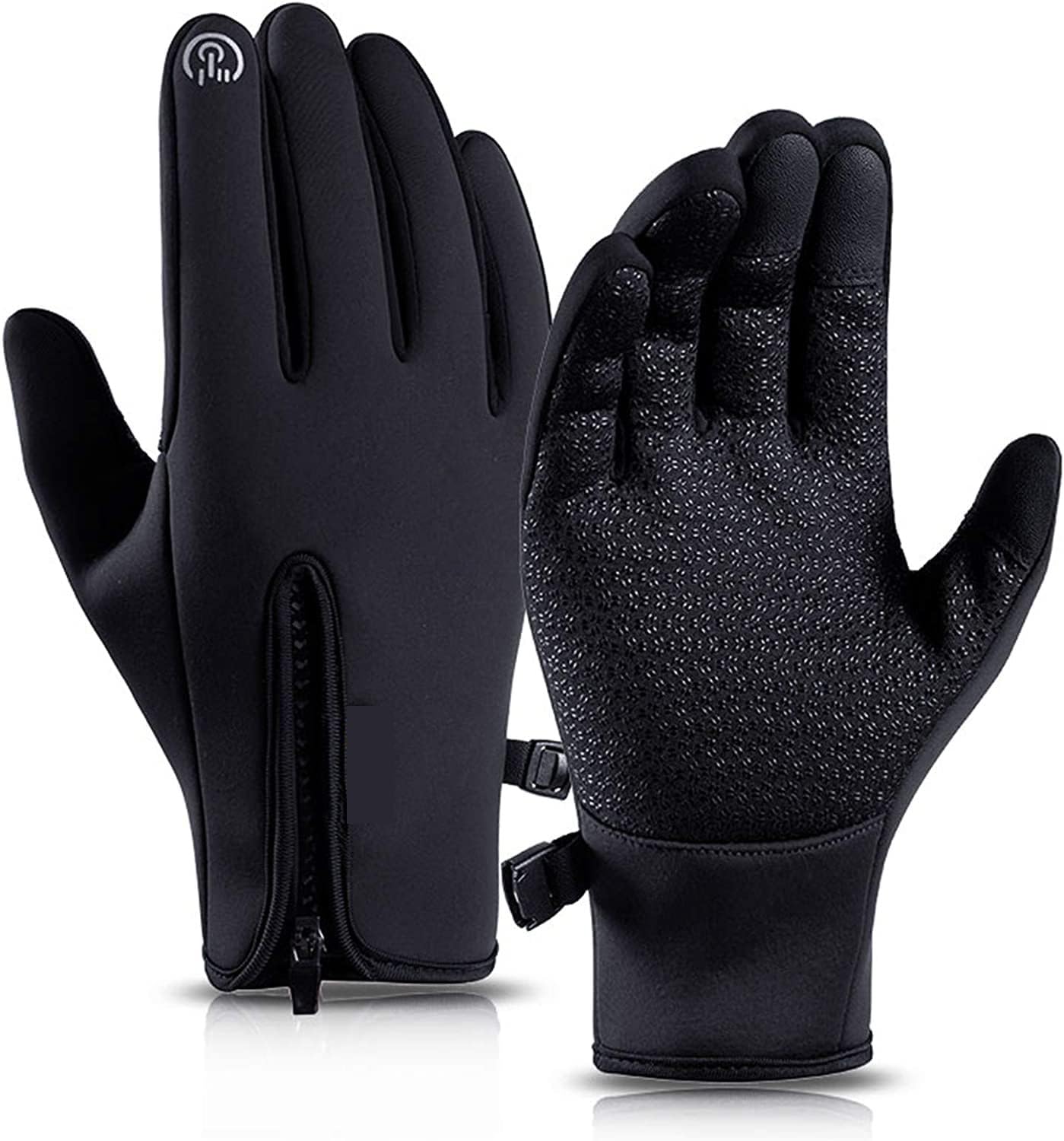 Excefore Winter Warm Gloves Men Women Cycling Wkiing Windproof and Waterproof Pu Leather Touchscreen Cold Weather Driving Gloves M Black