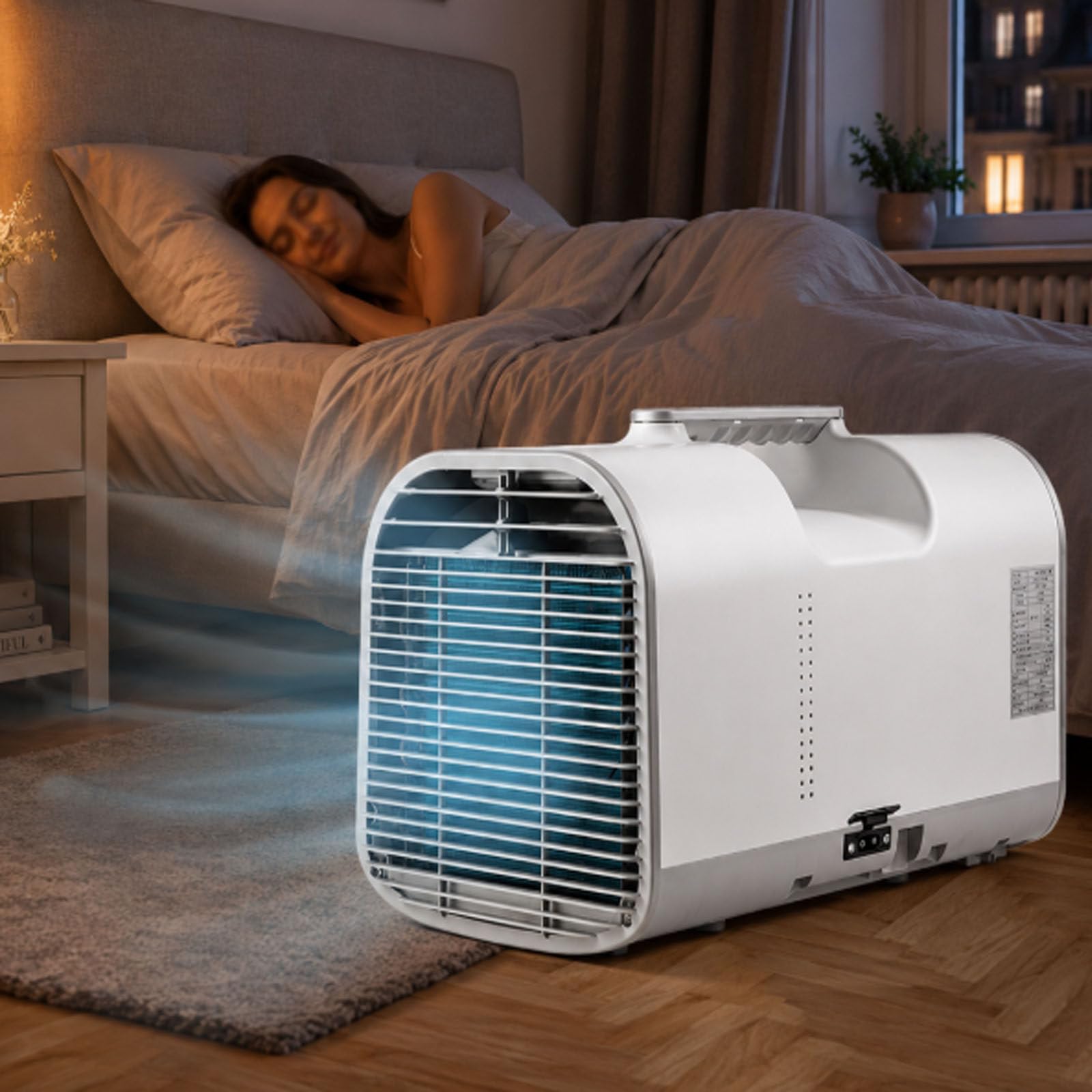 smafoseedding Mobile Air Conditioner, Portable Air Conditioner, Camping Ac Unit/Air Cooler With Sleep Fan Dehumidifier, 42db Quiet, Cools 18°F Lower, 161 Sq Ft, Automatic Evaporation AC1500W