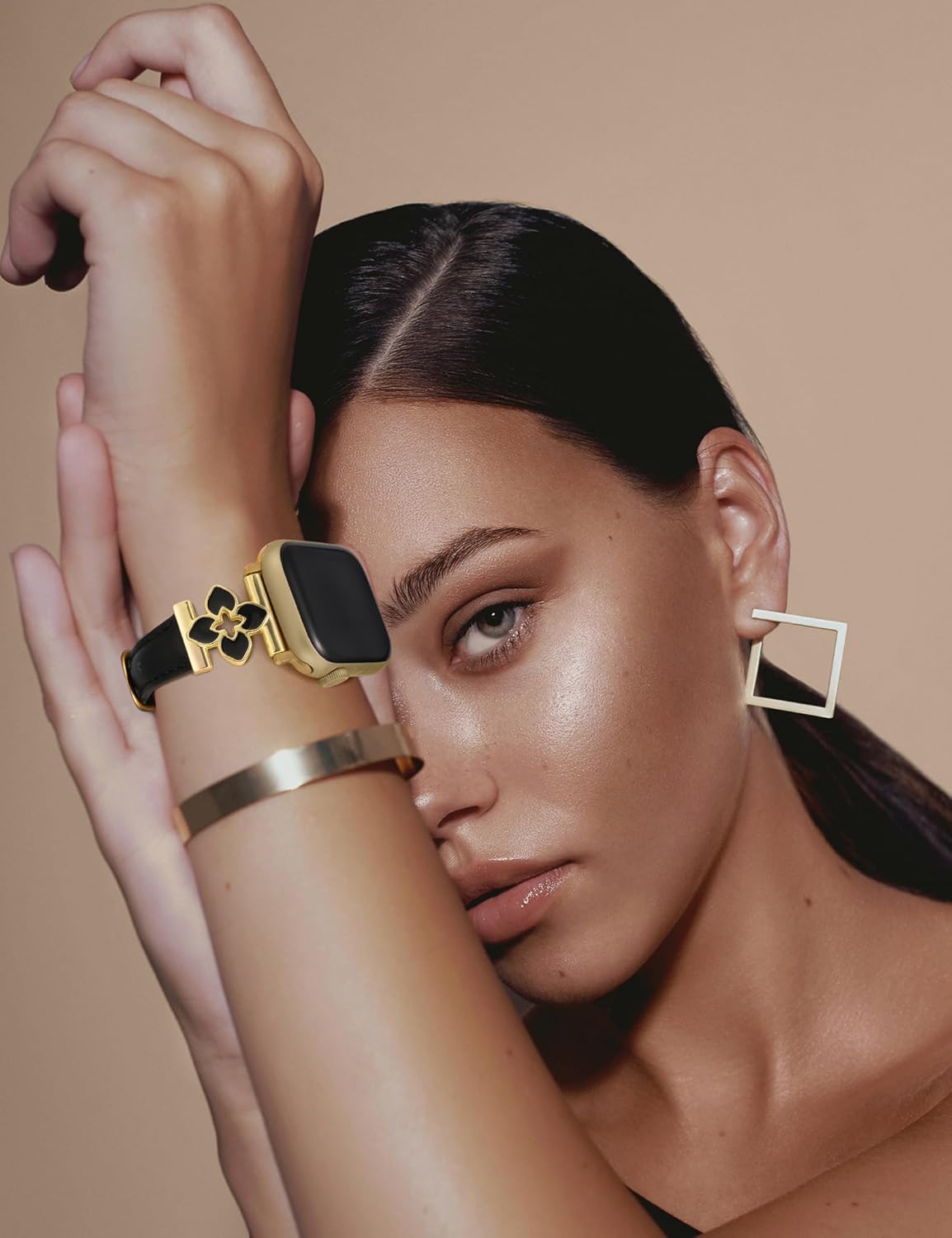 Minyee Compatible with Apple Watch Band 42/41/40/38/44/45/46/49mm Women, Slim Dressy Chic Premium Soft Leather Strap with Bling Dainty Flower Charm for iWatch Series 11 10 9 8 7 6 5 4 Ultra/SE 3 2 1 - Image 6