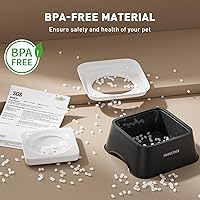 Vista 7 de Tazón de agua antiderrames para perro, 2 L/68 onzas, a prueba de salpicaduras, cuencos para perros de beber lentamente, para viajes en vehículo, sin