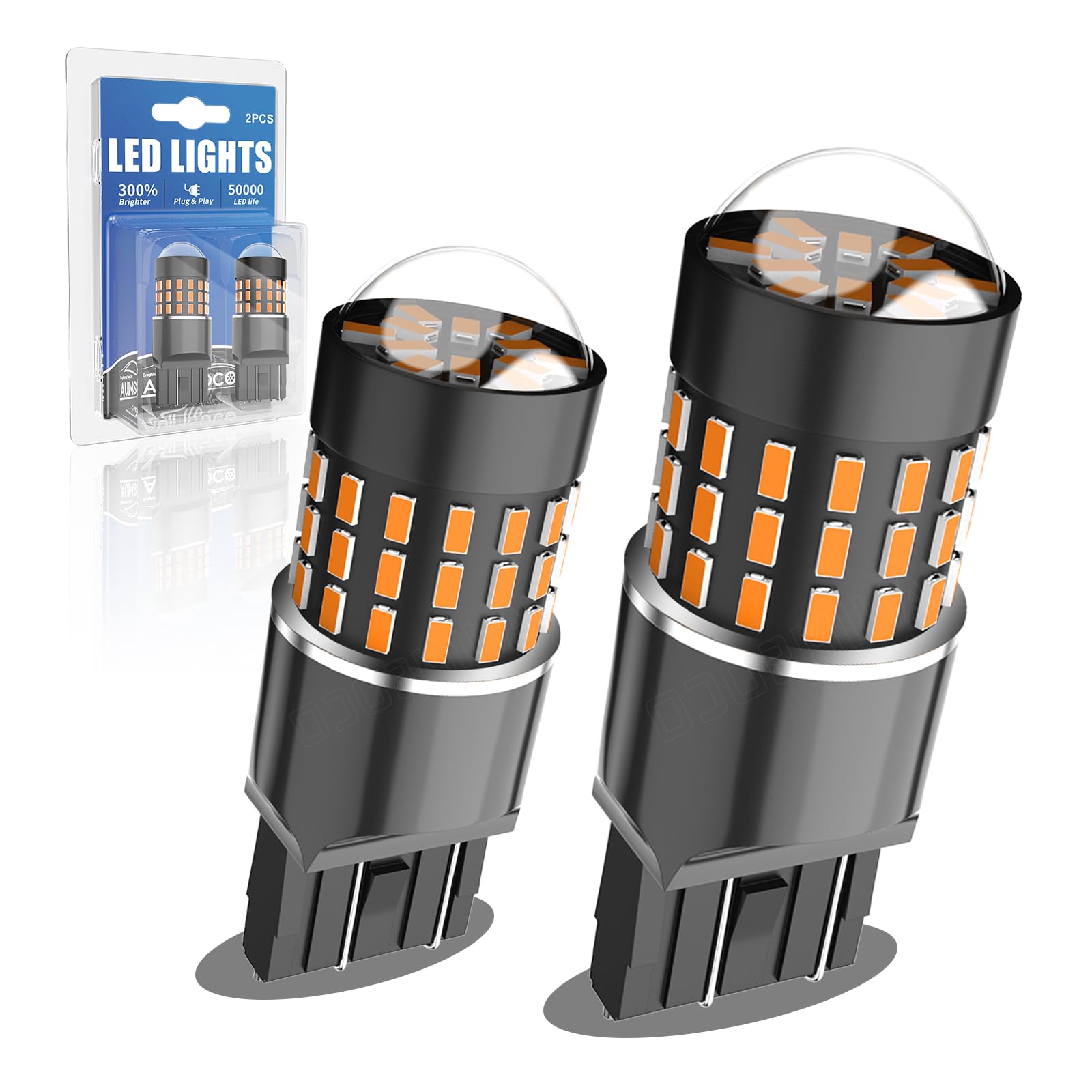 AUIMSOCO 3157 LED Front Turn Signal Bulb for Honda Pilot (2009 2010 2011 2012 2013 2014 2015), Amber Yellow 4000LM, 300% Brighter, 3357 3457 Bulb Replacement, CANBUS Ready, Plug and Play, Pack of 2