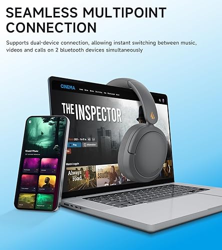 Miniatura 6 de Edifier W800BT Pro - Auriculares híbridos con cancelación activa de ruido, audio de alta resolución, cancelación de ruido de llamada AI, tiempo de