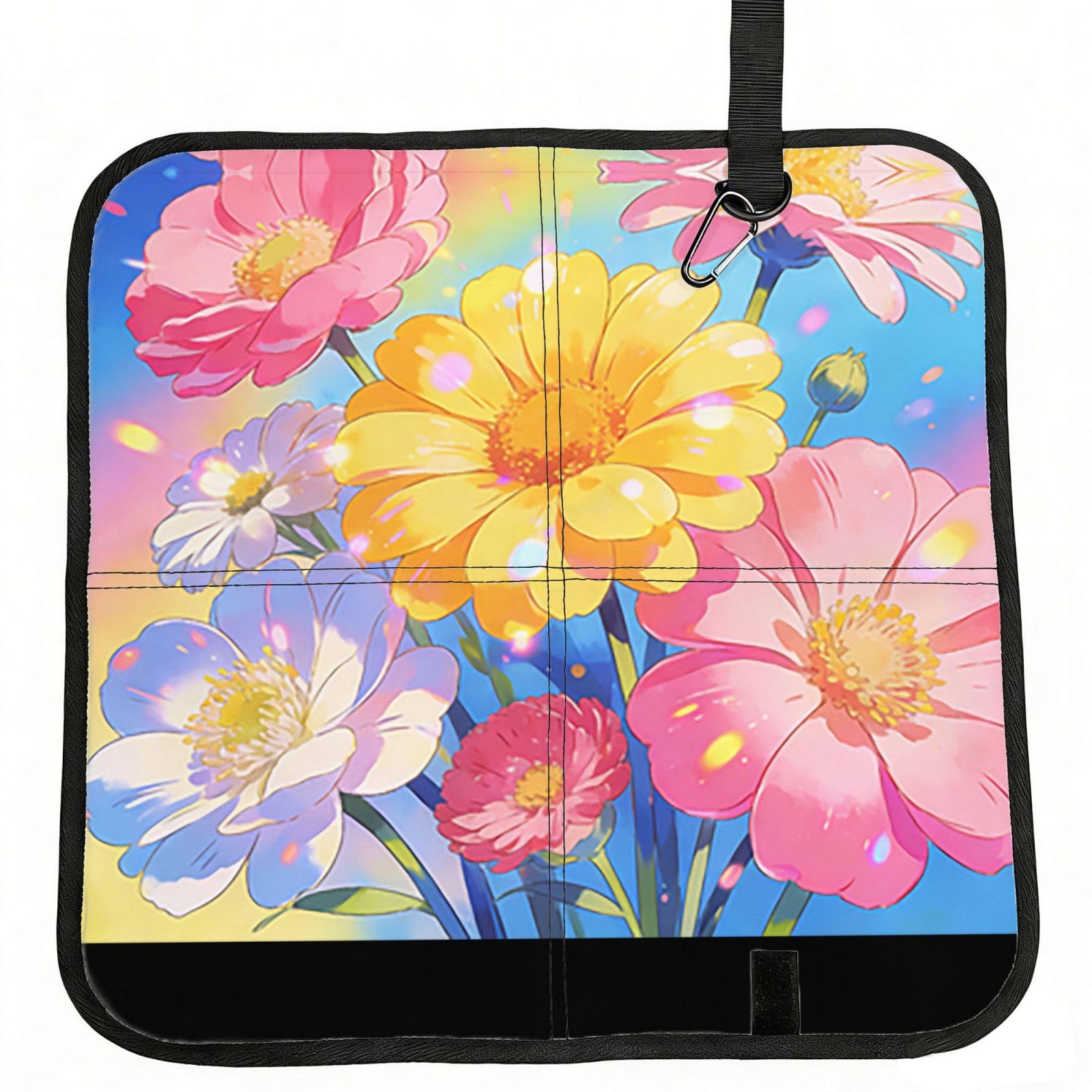 DUYIOKH Rainbow Daisy Dream Print Foldable Portable Seat Cushion for World Cup Games, Camping and Outdoor Activities
