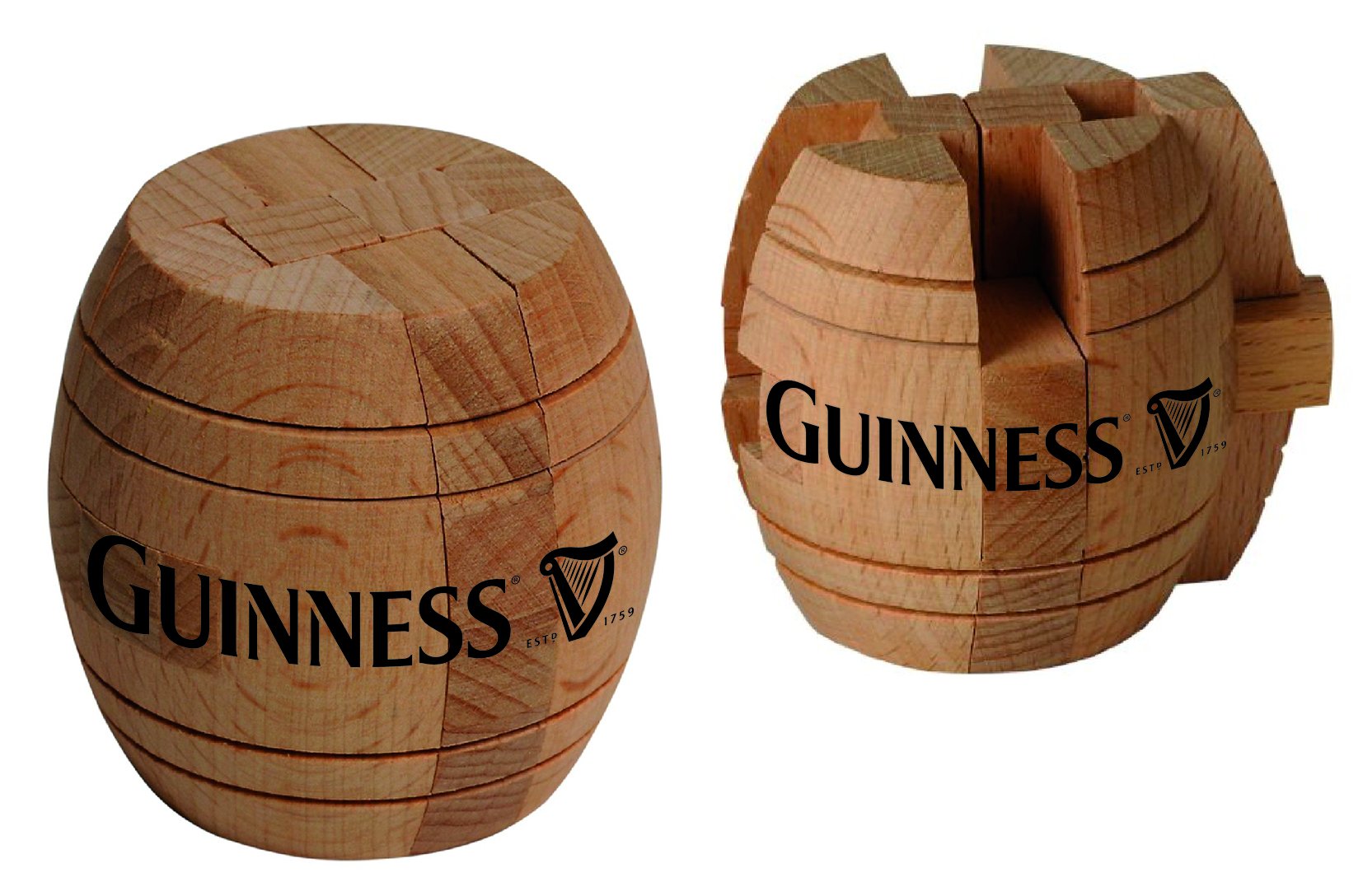 GuinnessOfficial Wooden Barrel Puzzle Game With A Harp Design