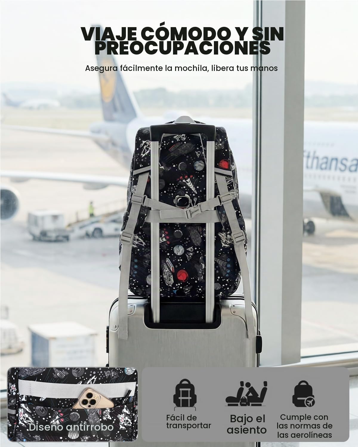 Amythe Mochila Escolar Adolescentes Niños 8 a 15 Años 3 piezas Joven, Negro | Correa Pectoral 3 piezas Grande Impermeable Negro Daypack Multi-Bolsillos Espacioso Resistente para Colegio Viaje Excursión