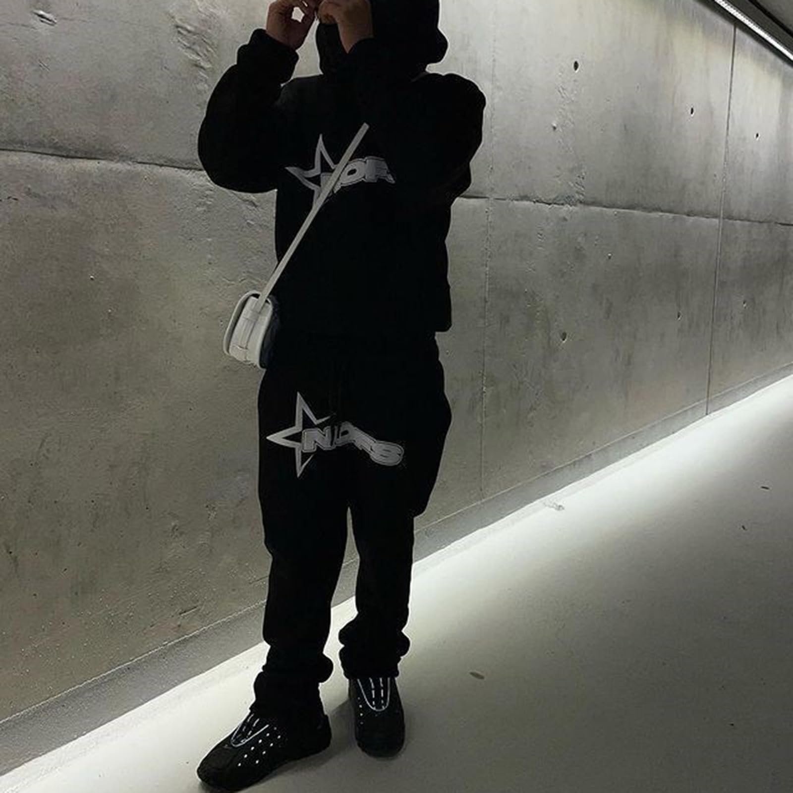 Generisch NOFS Track Suit Chándal para hombre, pantalones de chándal para hombre, pantalones de chándal para mujer, estampado de letras, sudaderas sueltas y pantalones de chándal Y2k Hip Hop