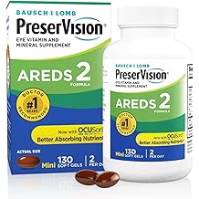 PreserVision AREDS 2 Eye Vitamins, #1 Eye Doctor Recommended Brand, Lutein and Zeaxanthin Supplement with Vitamin C, Vitamin E,Zinc, and Copper, 130 Softgels (Minigels)