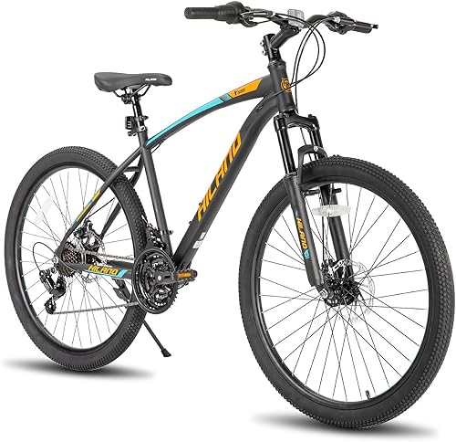 HILAND - Bicicleta de montaña para hombre y mujer, bicicleta de montaña de 26 pulgadas y 21 velocidades con freno de disco dual, horquilla de