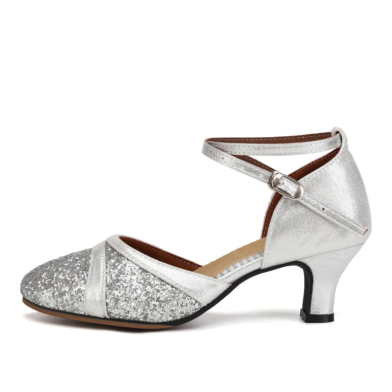 Damskie Buty do Tańca Towarzyskiego Zamknięty Nosek Salsa Tango Latin Niskim Obcasie Buty do Tańca