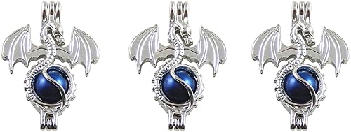 Miniatura 4 de Julie Wang 10 Uds. Color plateado pequeño medallón dragón encanto para aromaterapia aceite esencial difusor colgante collar fabricación, Metal no