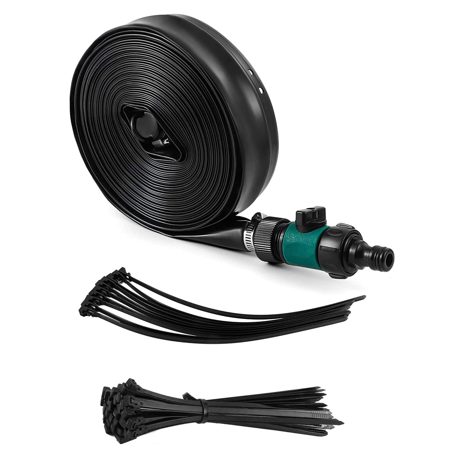 Trampoline Sprinkler - Outdoor Backyard Water Park Trampoline Water Sprinklers for Kids & Adults 39.3ft Black/Green