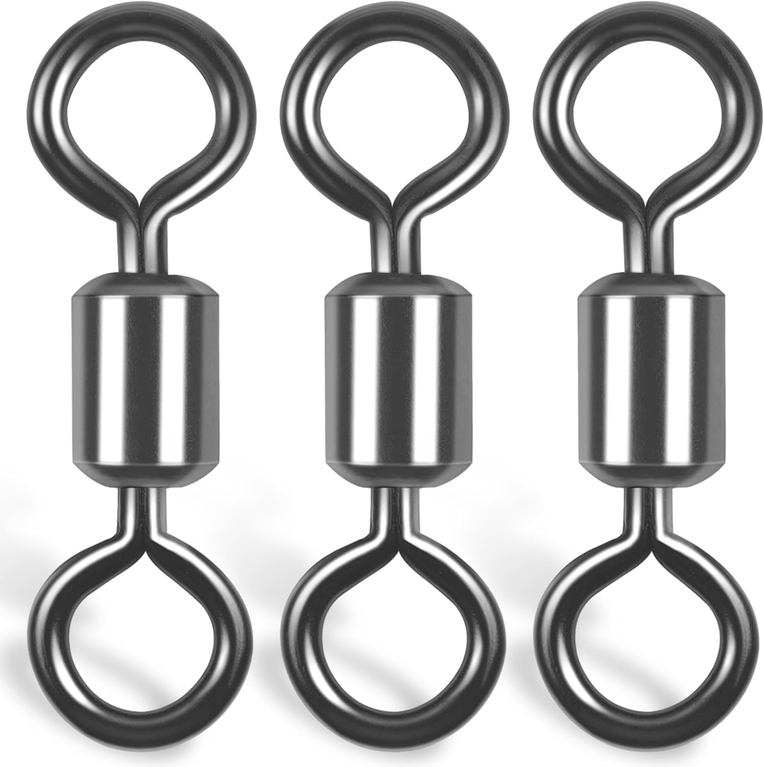 Rolling Barrel Fishing Swivel,120pcs Stainless Steel Black Nickel Fishing Line Connector Swivels Fishing Tackle for Saltwater 30LB to 335LB