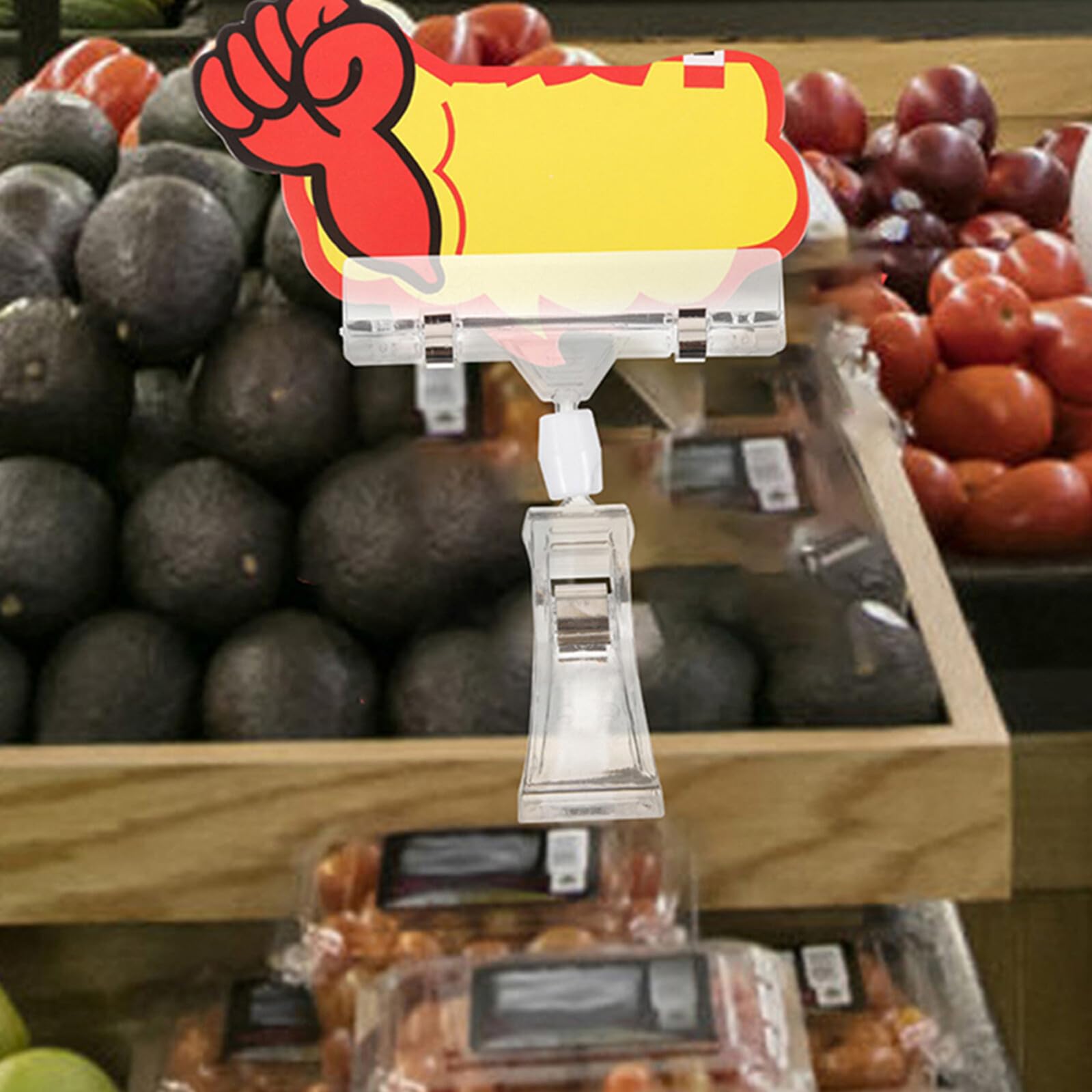 WOONEKY 24 Pezzi Porta Prezzi con Clip Girevole Trasparente Supporto Plastica Regolabile per Cartellini Prezzo Supermercati Espositori Abbigliamento e Display Promozionali