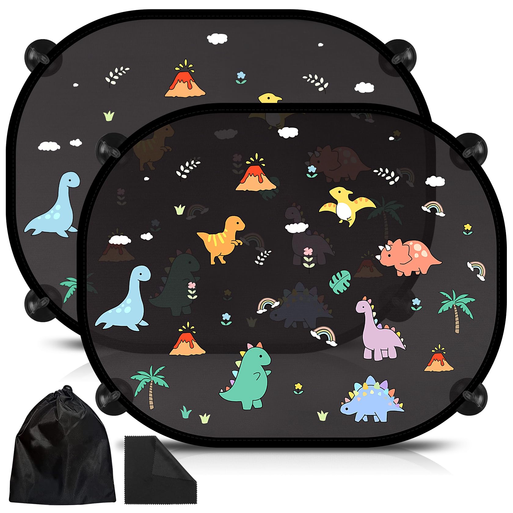 RYMALL Parasol para coche con protección UV, 2 unidades, ventosa, parasol, para ventana de coche, protección solar, para ventana lateral, diseño dulce, 45 x 36,5 cm