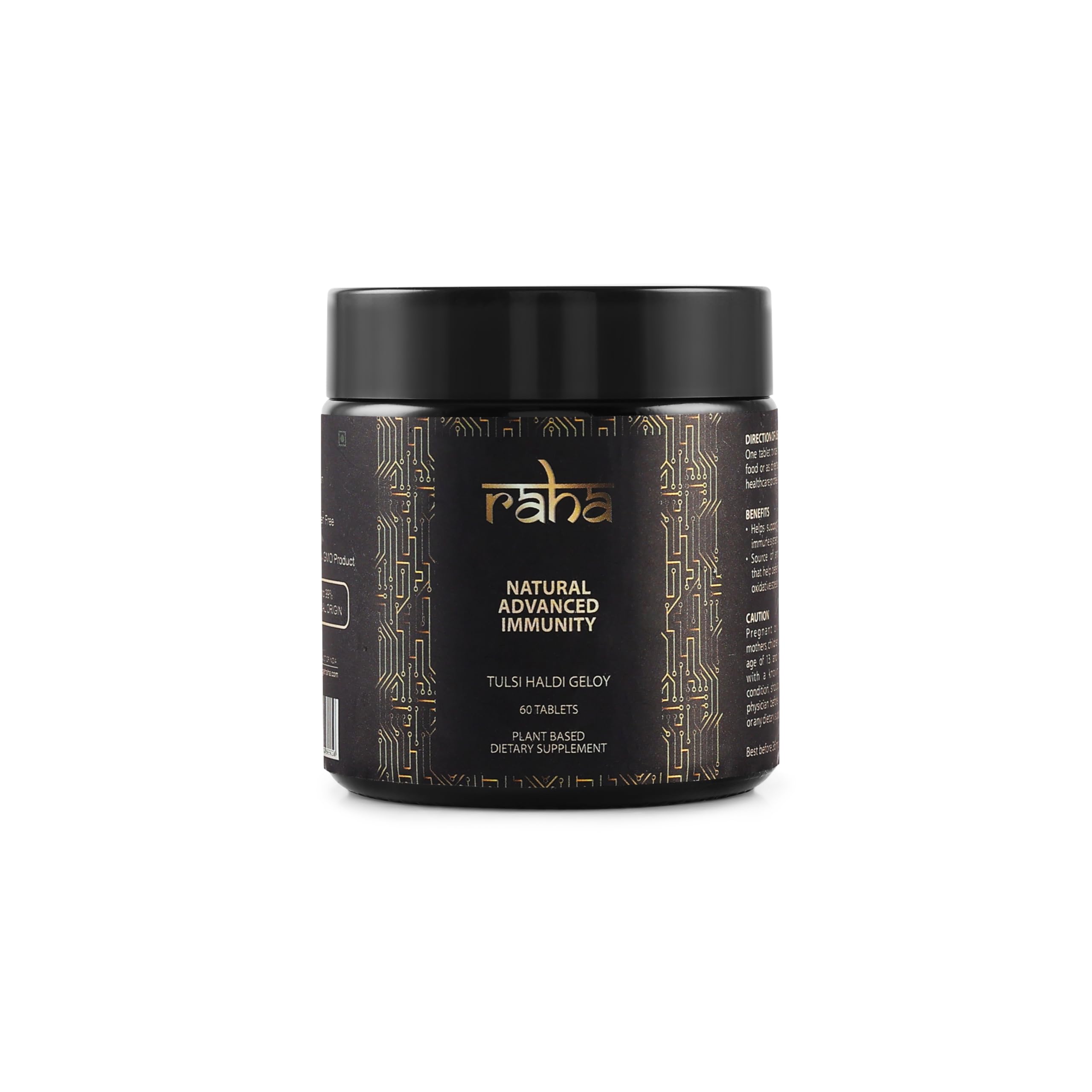 Raha-Natural Advanced Immunity (Tulsi Haldi Geloy) Plant based Dietary Supplement, with Antioxidants to Boost Immunity-60 Tablets
