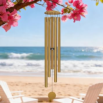 65" Extra Large Wind Chimes for Outside Deep Tone,Big WindChimes for Outdoor Porch Garden Patio Balcony Decor, Deep Tone Wind Chimes Gold