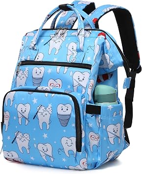 Gatycallaty Nurse Backpack for Women Nursing Laptop Bag Travel Work Gifts Bookbag Office Outdoor Large Capacity Light Sky Blue, 15.6 inches