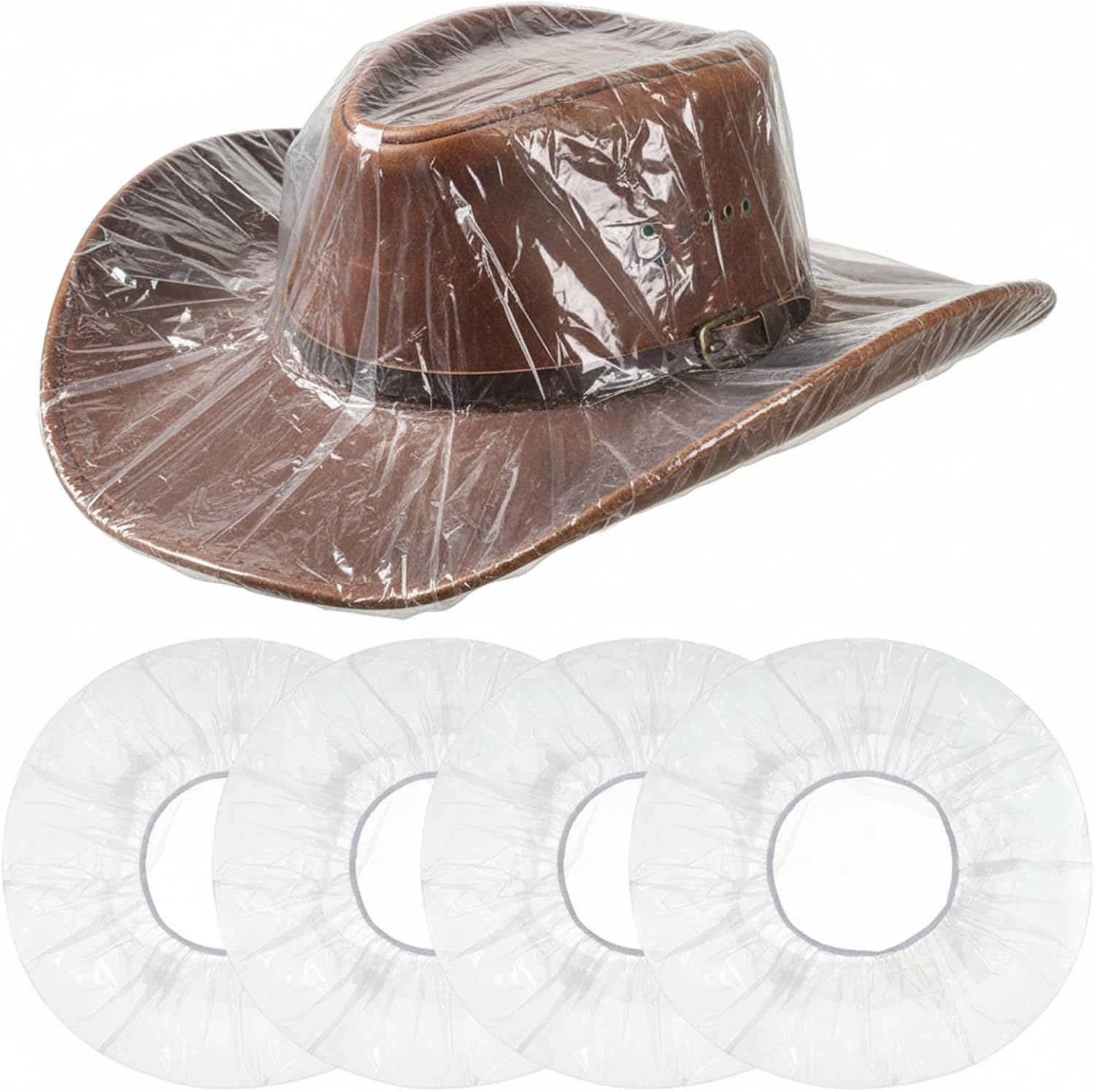 Cowboy Hat Cover, 4 Pcs Waterproof Plastic Hat Protector Clear Travel Cowboy Hat Rain Cover for Storage Dust Unisex Clear