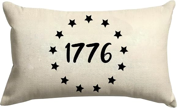 JOOCAR 4th of July Throw Pillow Cover 16x24 Inch America 1776 Star Patriotic Sign Decorative Throw Pillows Cases Farmhouse Holiday Decor for Home Sofa Couch