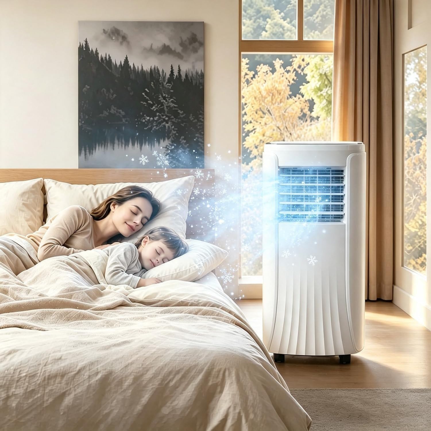Klimatyzator przenośny bez jednostki zewnętrznej 7000-12000 BTU, wolnostojąca klimatyzacja z redukcją hałasu, na kółkach, z pilotem zdalnego sterowania do biura, 10000BTU, 10000BTU