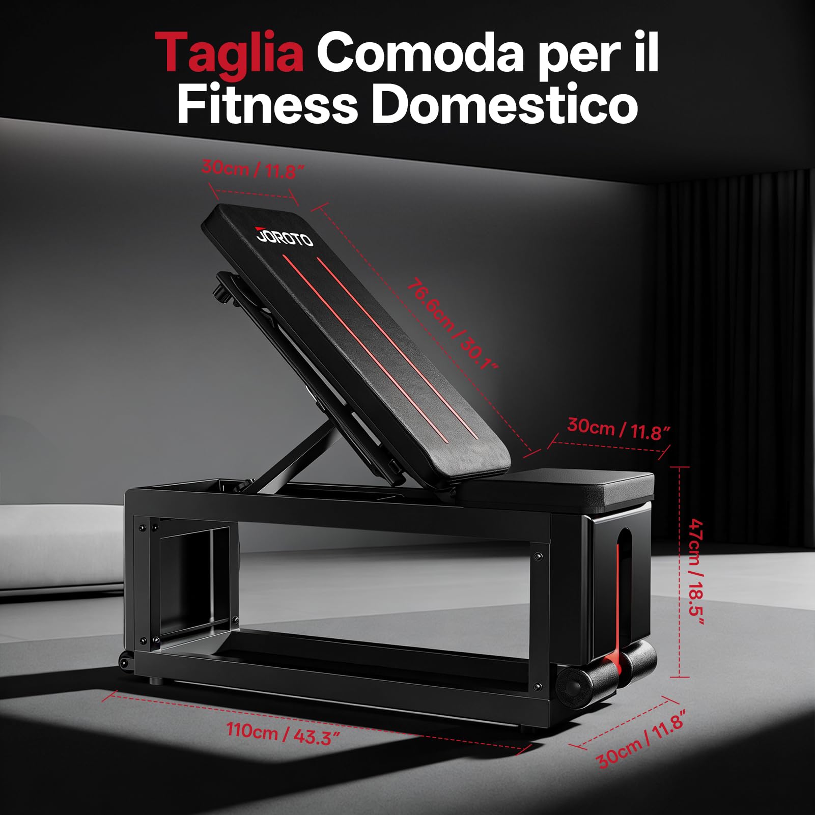 JOROTO MD85 Panca Palestra Regolabile con Deposito Integrato, 990LBS/450KG Capacità Panca Pesi Multifunzione, Braccio di Trazione 9 Posizioni e Schienale 7 Posizioni Panca Piana per Palestra a Casa
