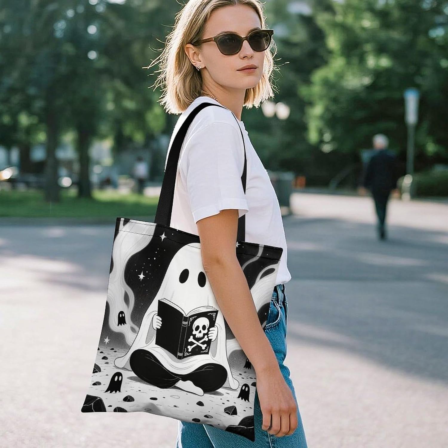 Cute Aesthetic Canvas Tote Bag for Women Lady Reusable Grocery Bag image 2