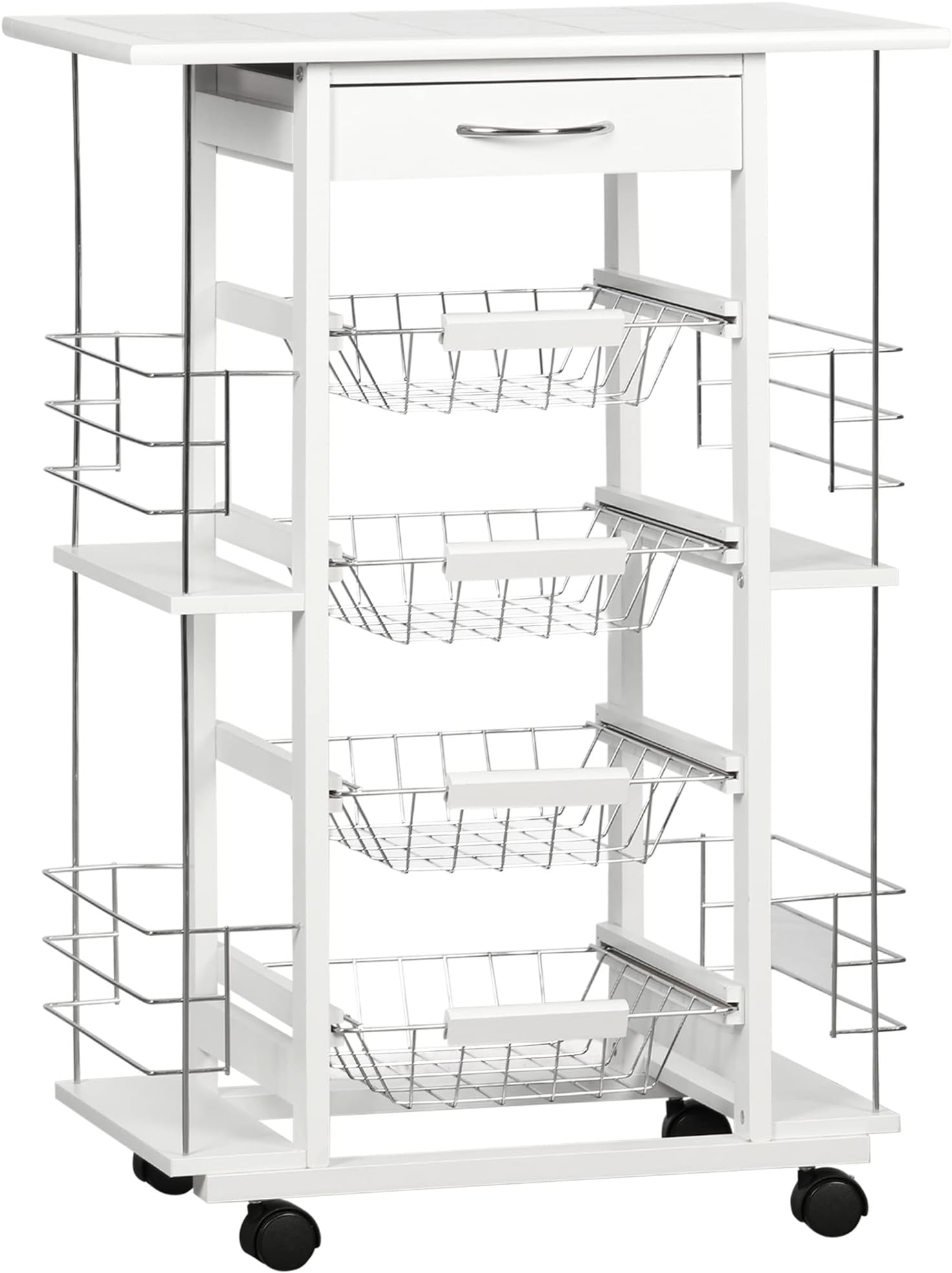 En.casa] Chariot De Service à 4 Niveaux Desserte à Roulettes