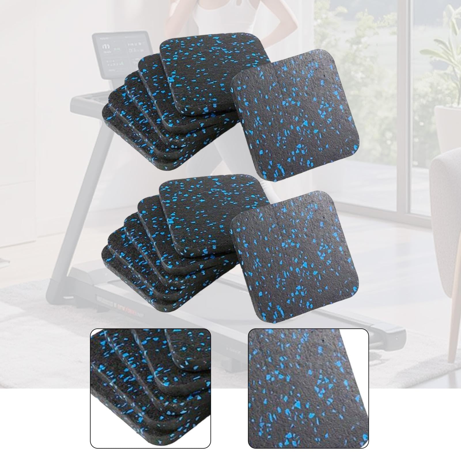 12 Pieces Treadmill Mat Thickened Anti Vibration Mat for Bike Weight Benches Black and Blue-image-28