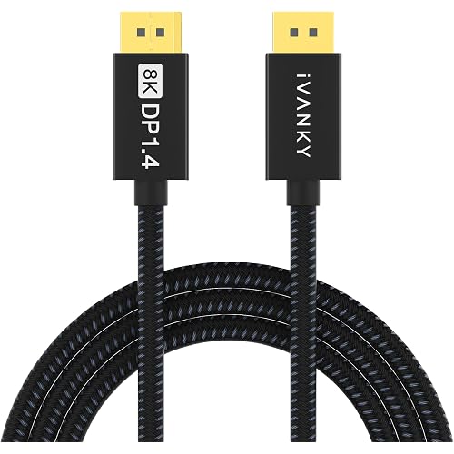 IVANKY DisplayPort Cable 10ft 1.4, VESA Certified 8K DP to DP Cable[8K@60Hz, 4K@240Hz,2K@240Hz], Support HBR3,32.4Gbps,HDCP 2.2,HDR,Display Port Cord Compatible for Gaming Monitor,TV,PC,Laptop-10ft