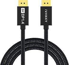 IVANKY DisplayPort Cable 10ft 1.4, VESA Certified 8K DP to DP Cable[8K@60Hz, 4K@144Hz,1080P@240Hz], Support HBR3,32.4Gbps,HDCP 2.2,HDR,Display Port Cord Compatible for Gaming Monitor,TV,PC,Laptop-10ft
