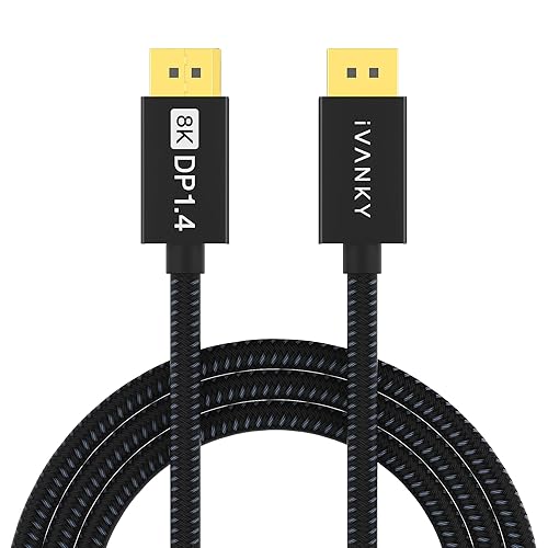 IVANKY DisplayPort Cable 10ft 1.4, VESA Certified 8K DP to DP Cable[8K@60Hz, 4K@144Hz,1080P@240Hz], Support HBR3,32.4Gbps,HDCP 2.2,HDR,Display Port Cord Compatible for Gaming Monitor,TV,PC,Laptop-10ft - 10 Feet - 8K-1 Pack