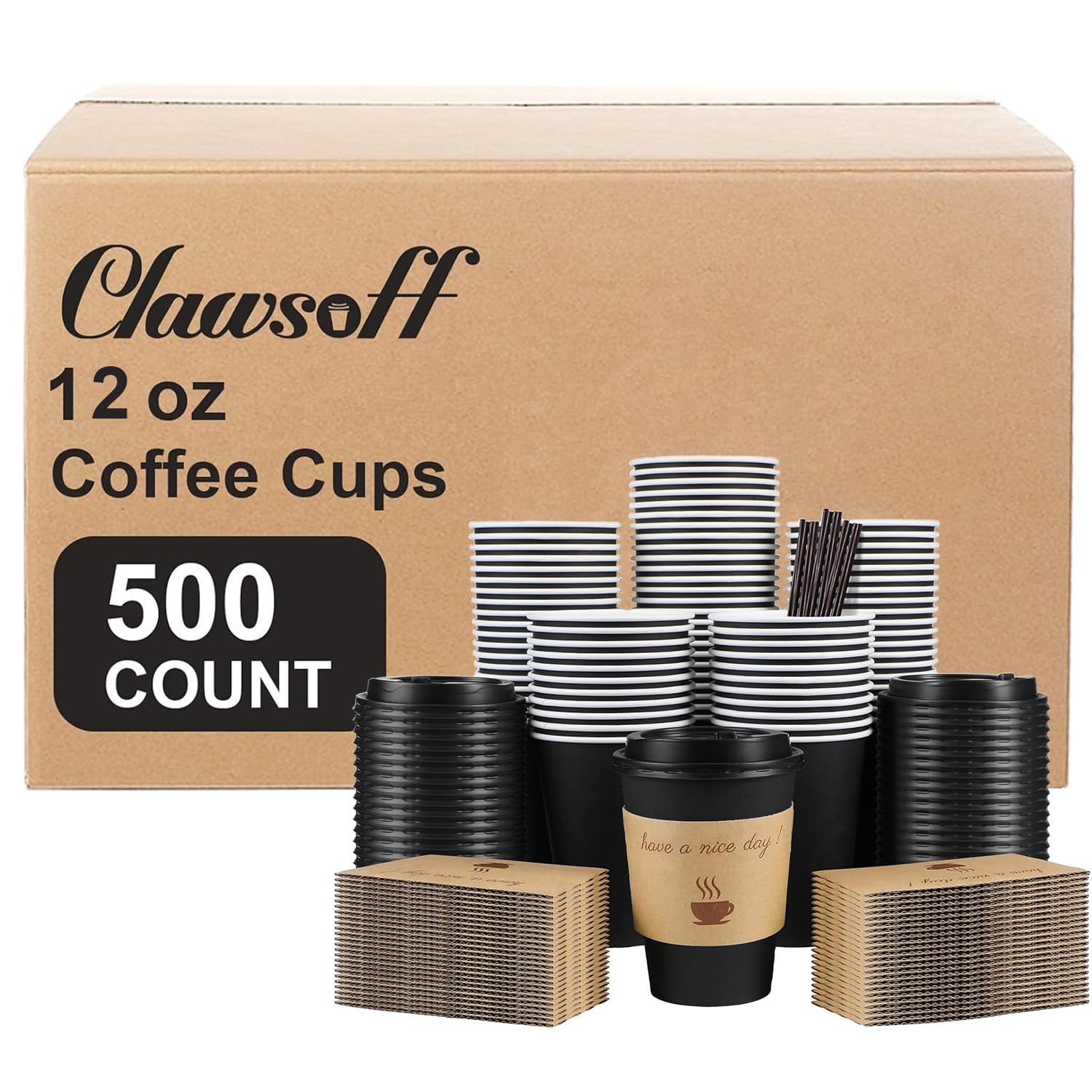 Disposable Coffee Cups - 100 Pack 16oz -16